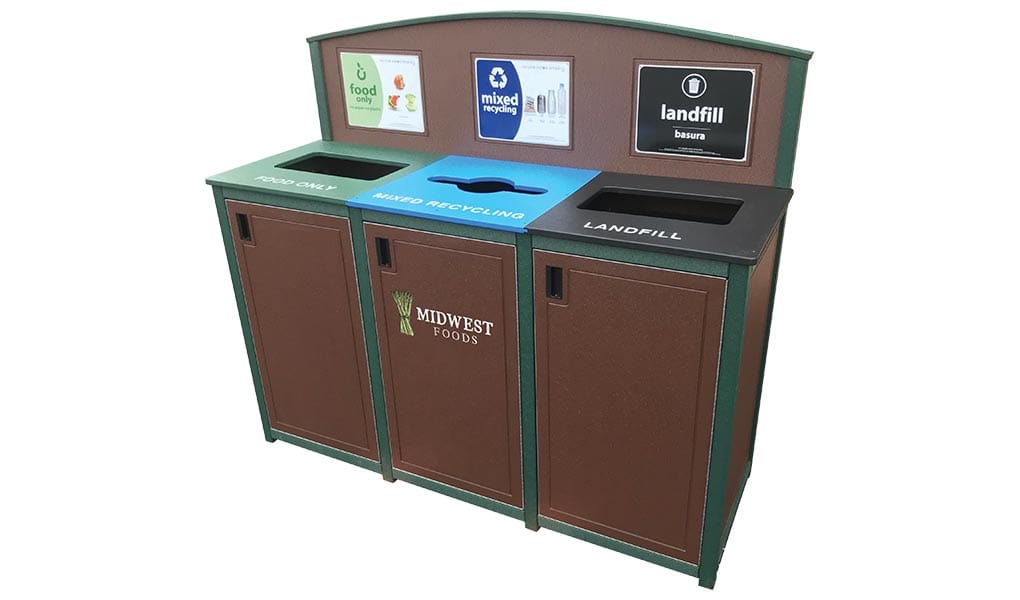 EasyCare Triple Recycling Bin with Arched Header