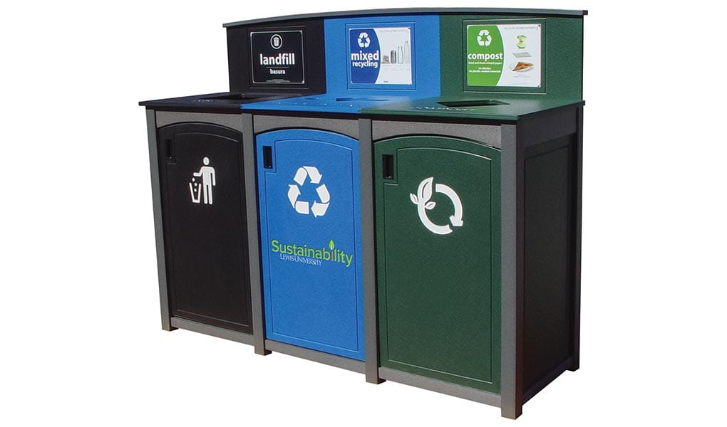 EasyCare Triple Recycling Bin with color coded lids